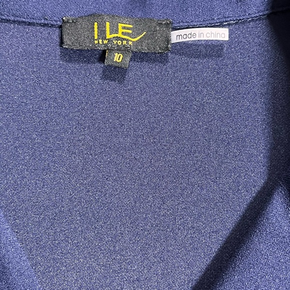 NWTs Ile NewYork navy blue button front collared dress with stretch size 10 - Picture 6 of 11